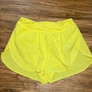 Lululemon Athletica Neon Yellow Fast and Free Reflective High Rise 3” EUC